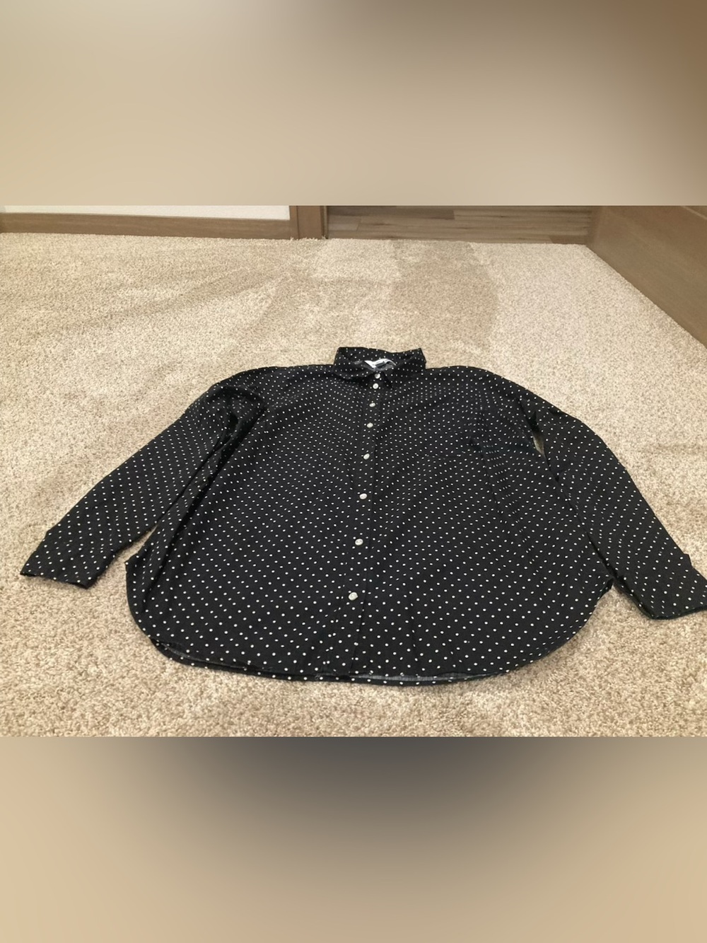 Women old navy long sleeve the classic shirt button dress black pink polka dots
